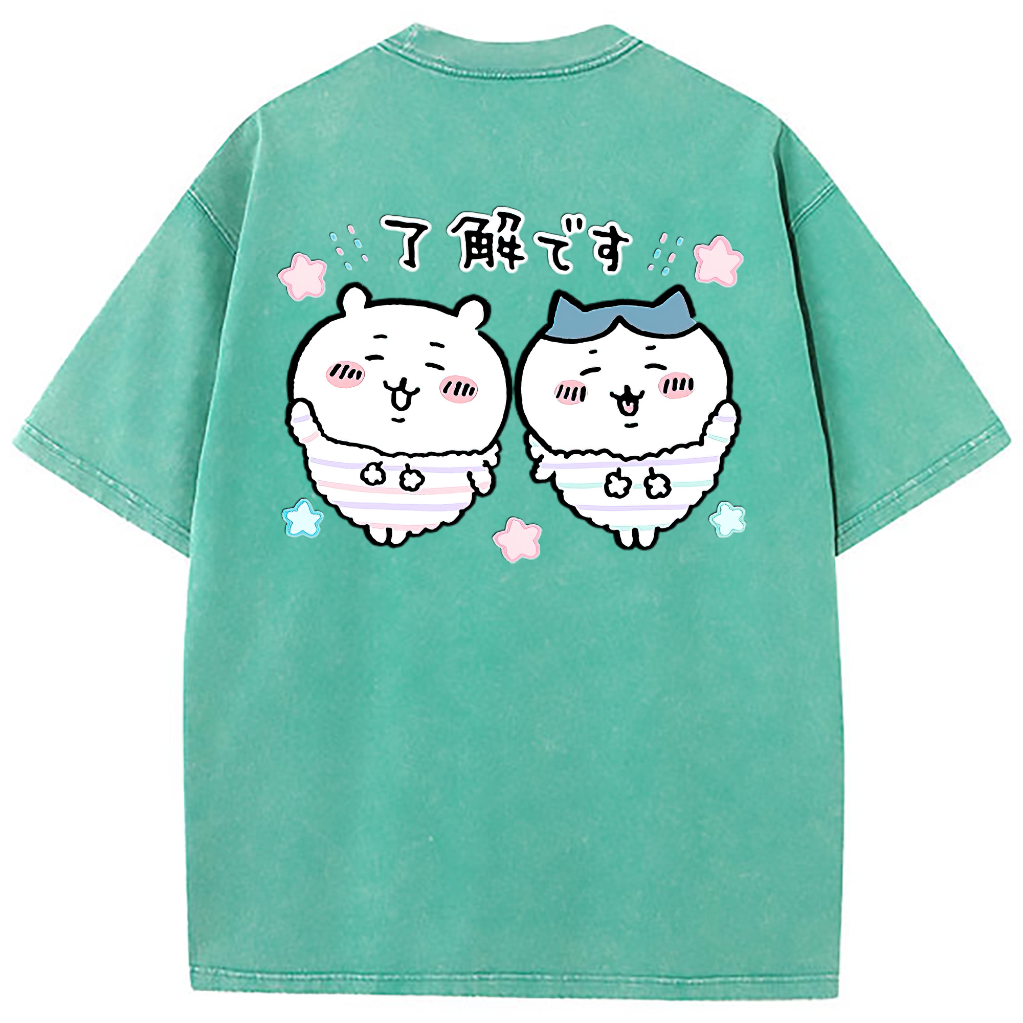 （画像用） ちいかわ ハチワレ Chii-kawa hachiware 綿100% ヴィンテージ風 半袖Tシャツ（背面プリント）